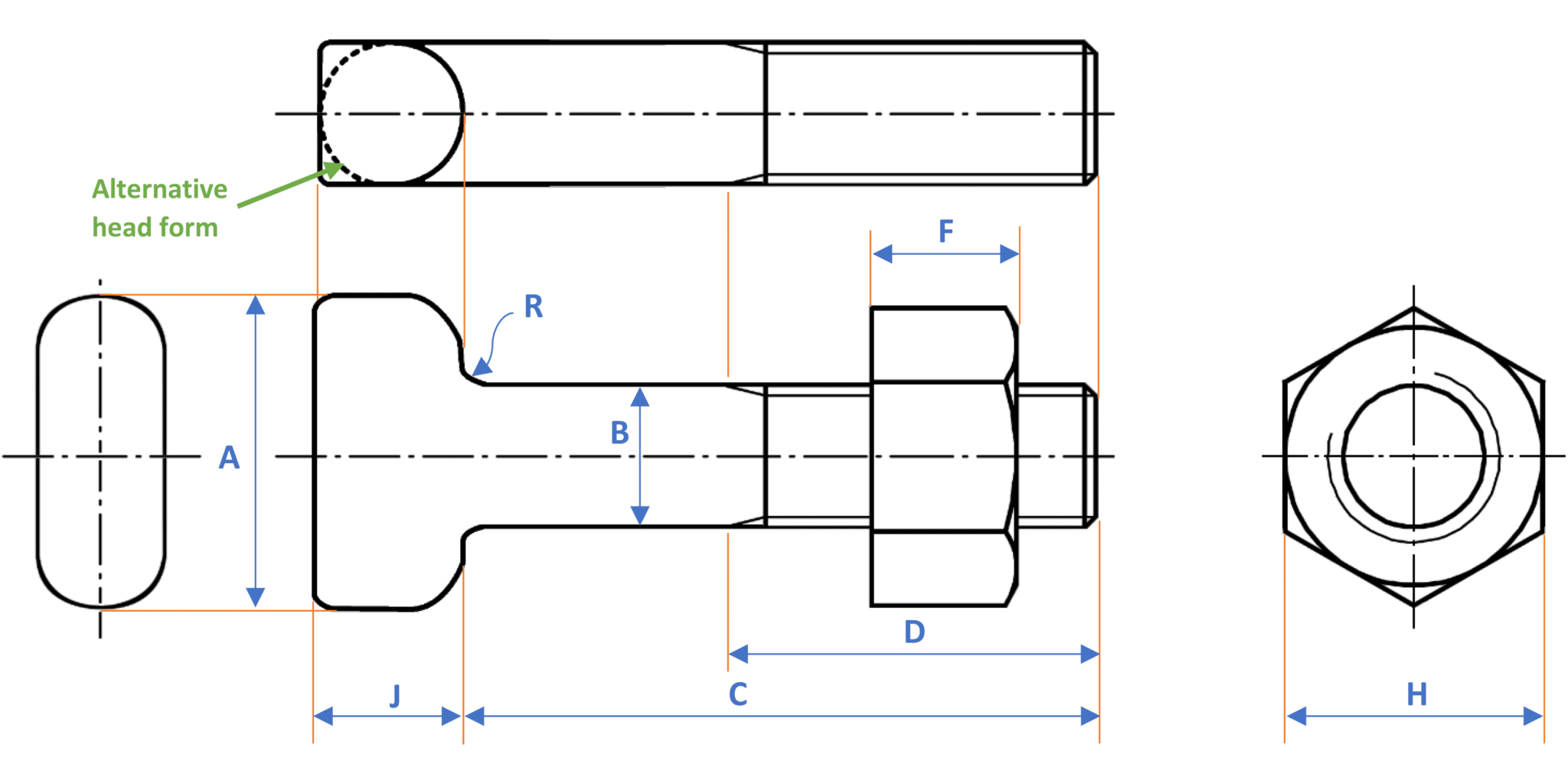Technical specification for T-head bolts (ANSI/AWWA C111/A21.11)